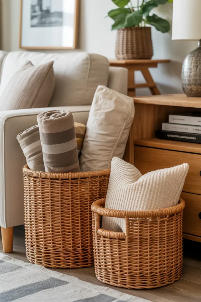 Add Woven Baskets for Cozy Storage