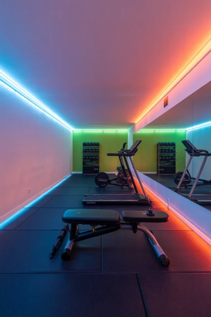 Basement Gym with LED Accent Lighting