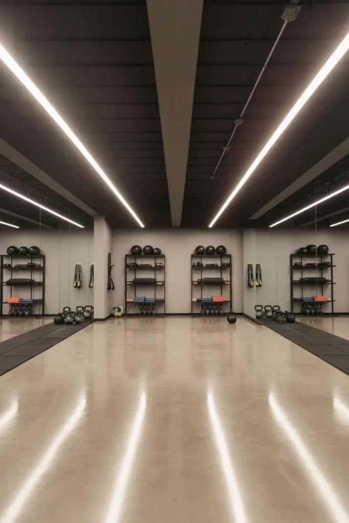 Basement Gym with Open Floor Workout Zone