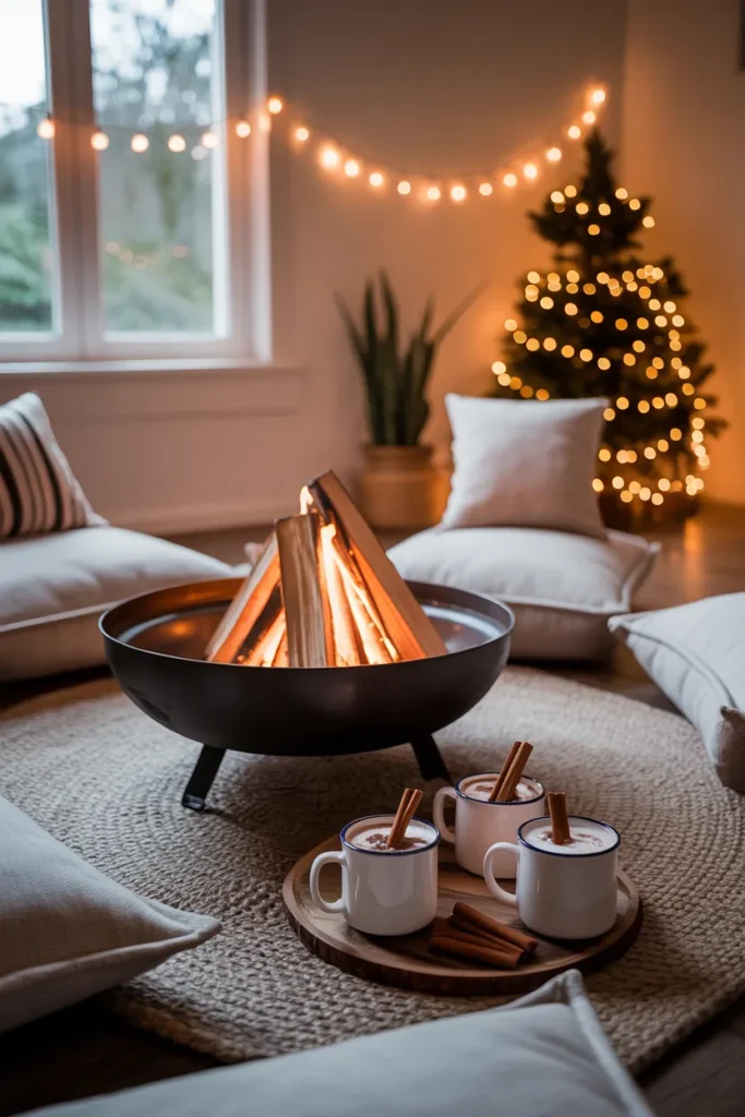 Cozy Indoor Fire Pit Gathering
