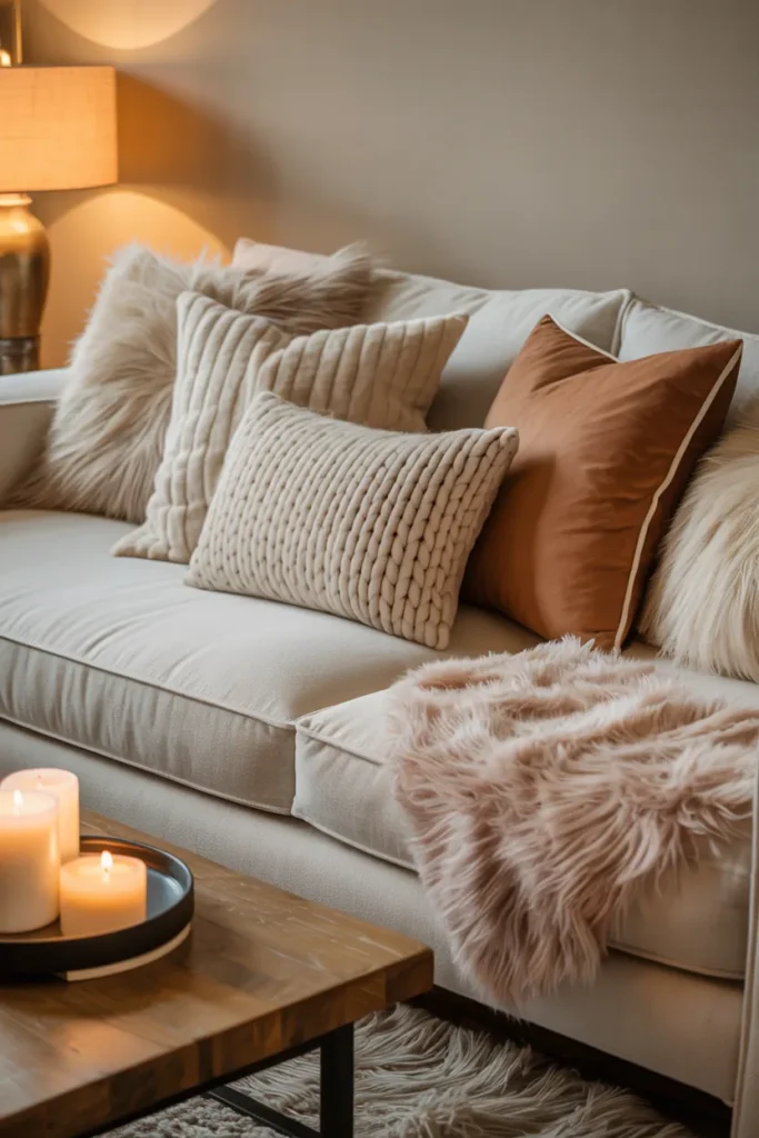 Decorate with Plush and Textured Pillows