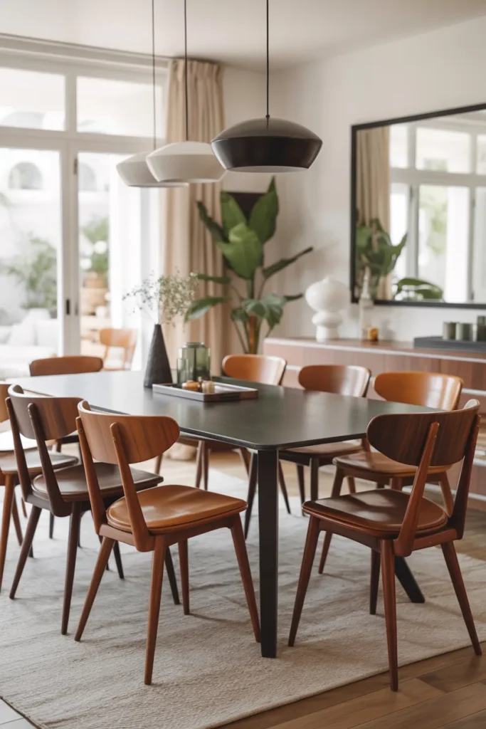 Mid-Century Chairs with Contemporary Dining Table