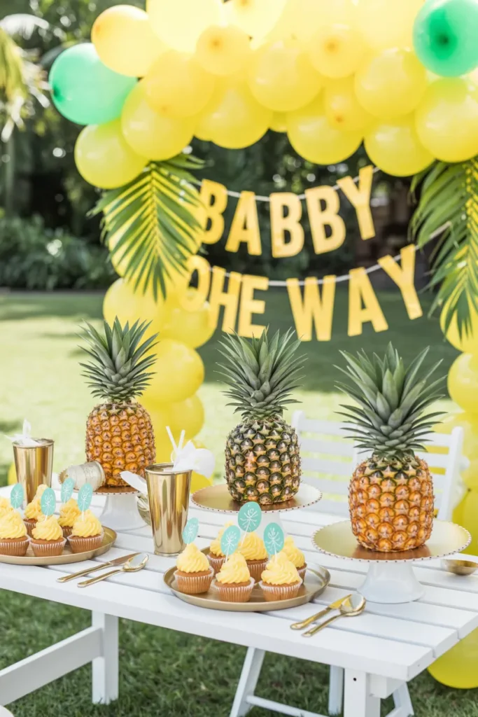 Tropical Pineapple Baby Shower Setup
