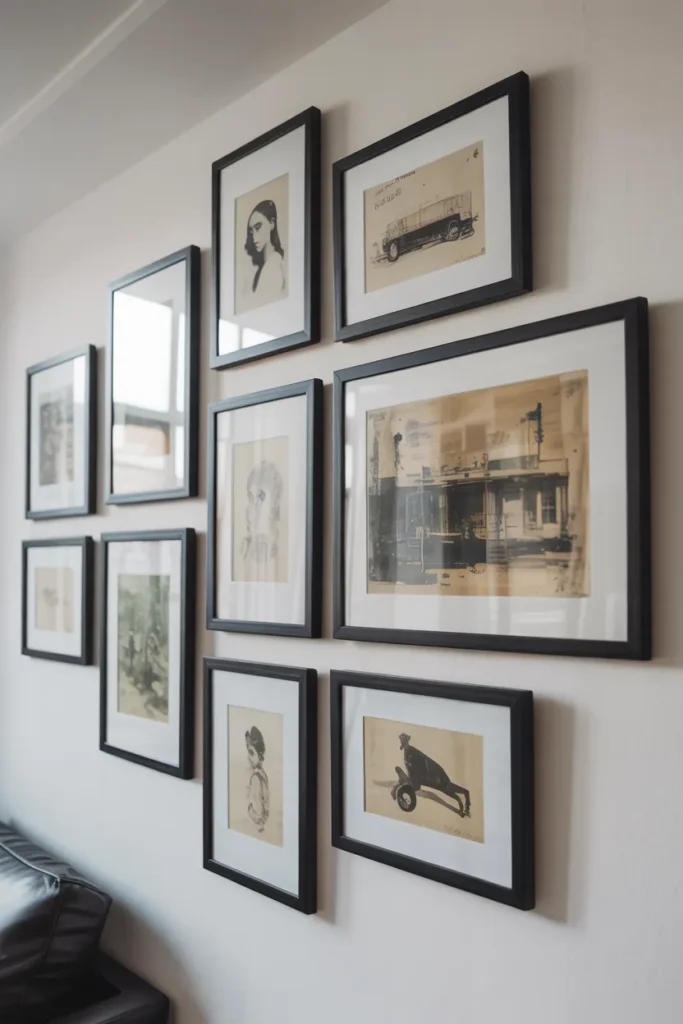 Vintage Artwork on a Modern Gallery Wall
