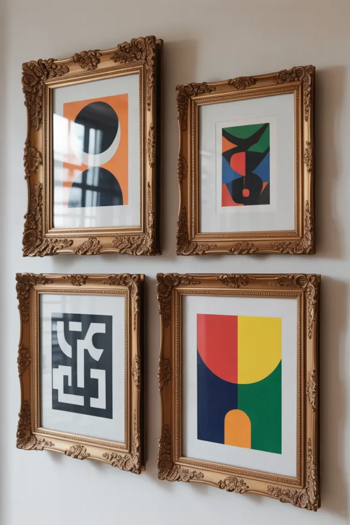 Vintage Frames with Modern Abstract Art