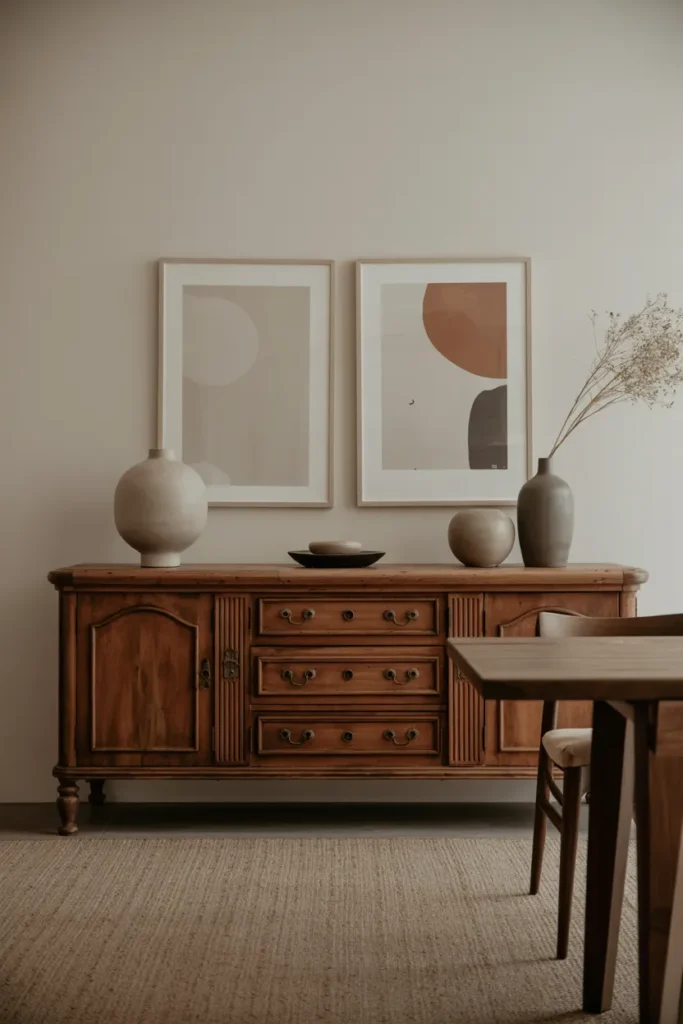 Vintage Sideboard in a Modern Dining Area