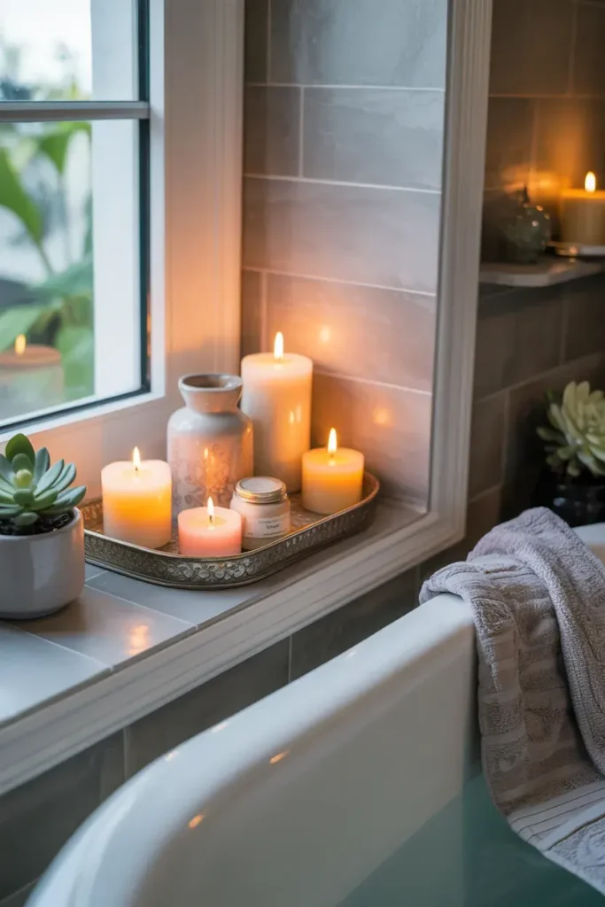 Candle-lit Bathroom Nook