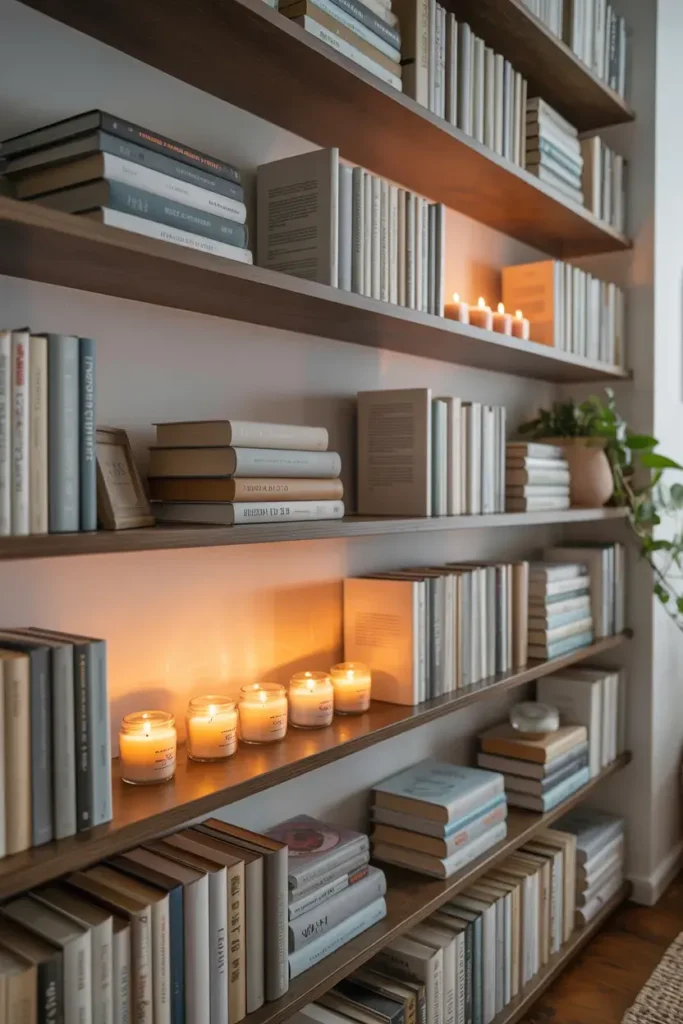 Candle-lit Bookshelf Accent