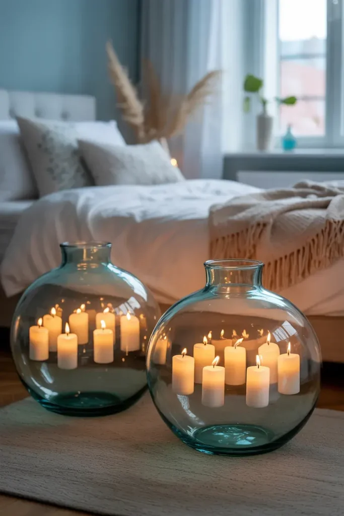 Candles and Glass Vases