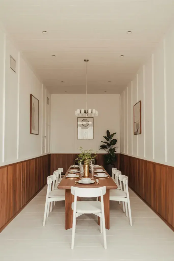 Contemporary Wood and White Paneling