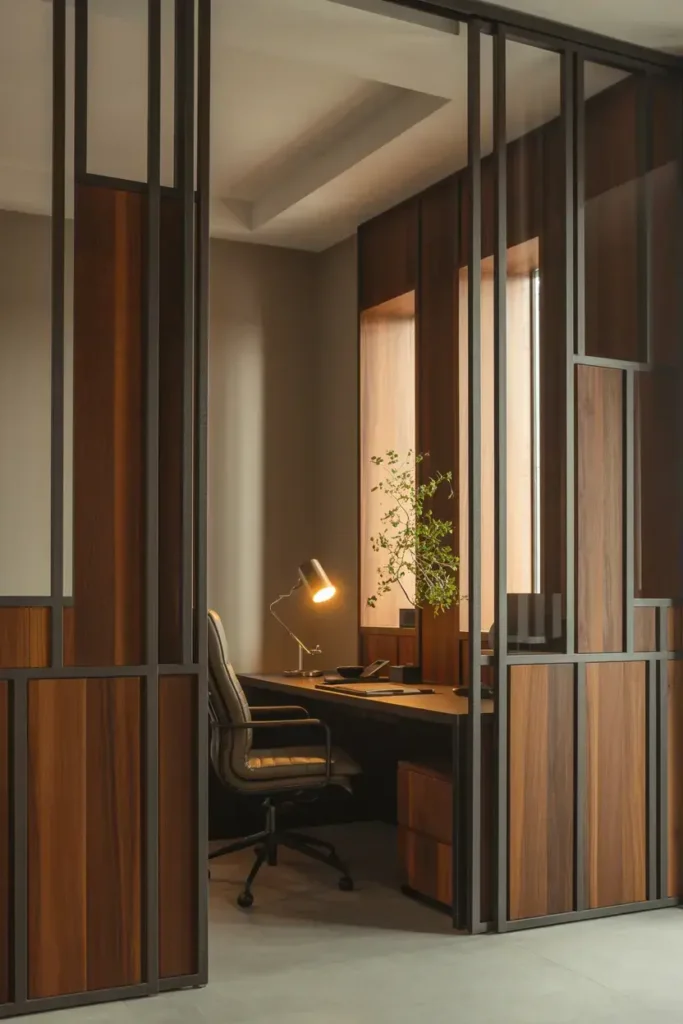 Modern Wood Paneling with Metal Accents