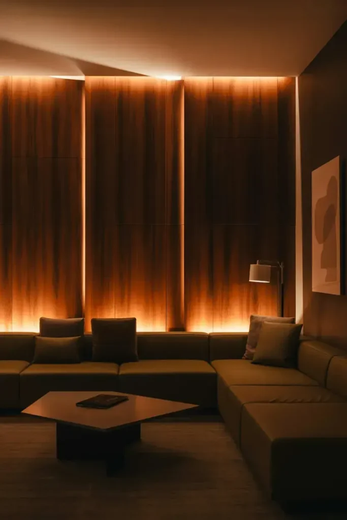 Modern Wood Wall Panels with LED Lighting