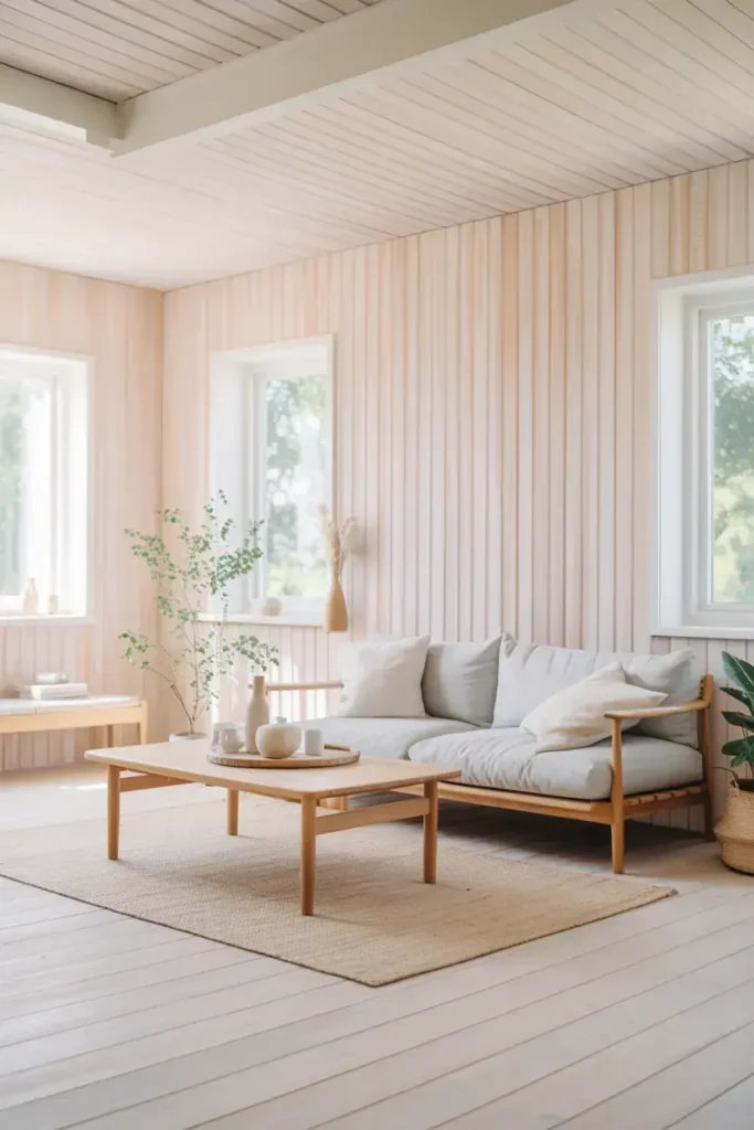 Soft Whitewashed Wood Paneling