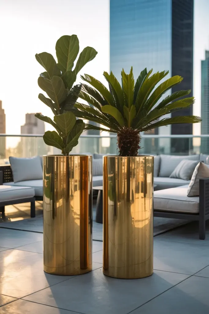 Tall Brass Planters