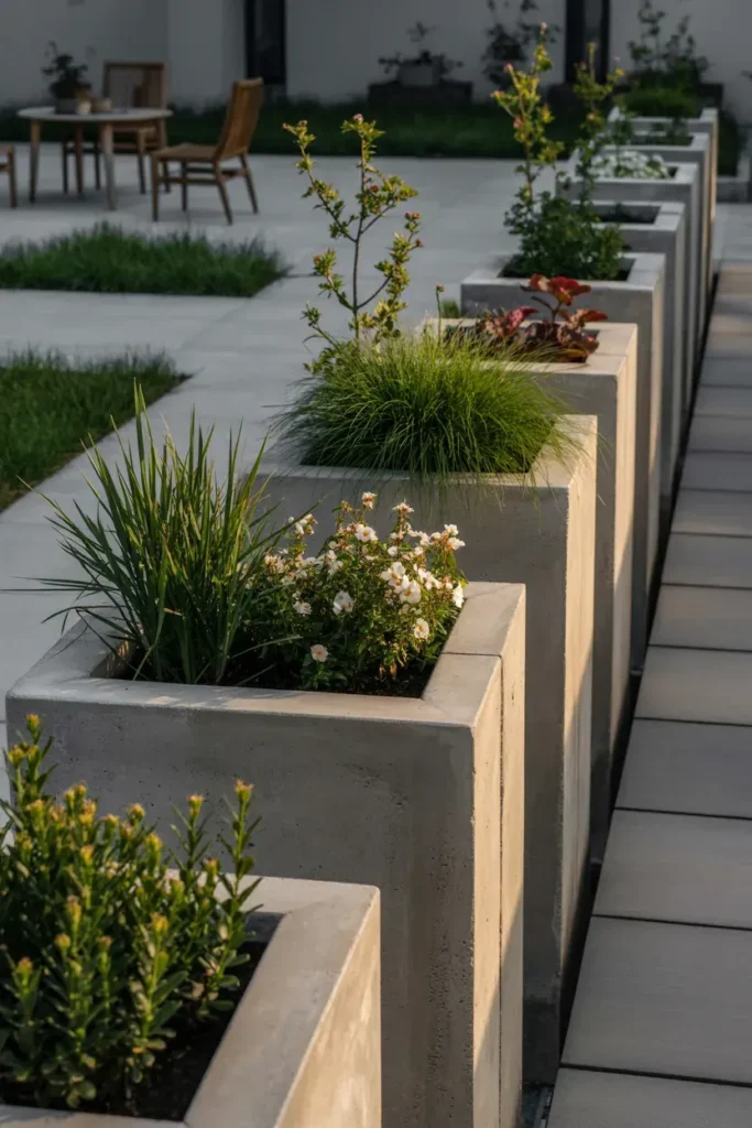 Tall Concrete Planter Boxes