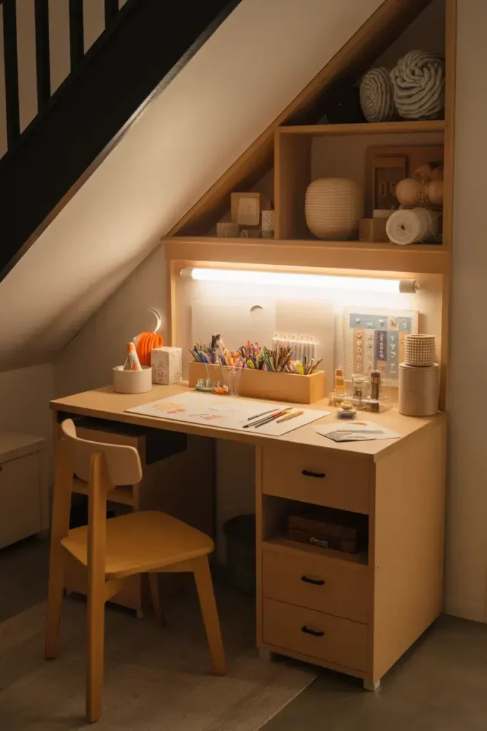 Under-Stairs Craft Station