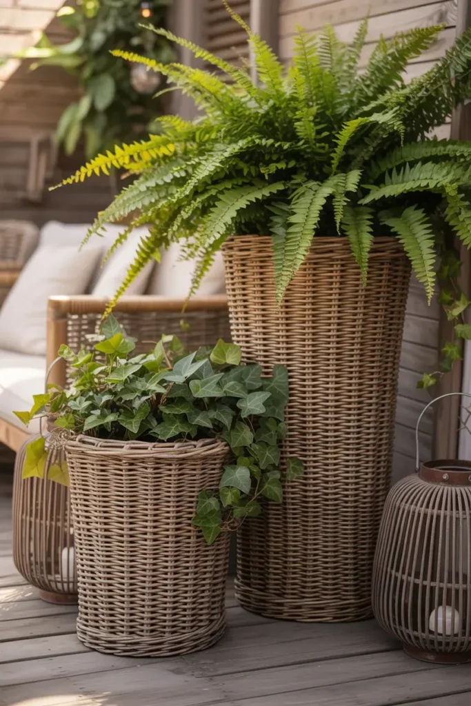 Wicker Basket Planters
