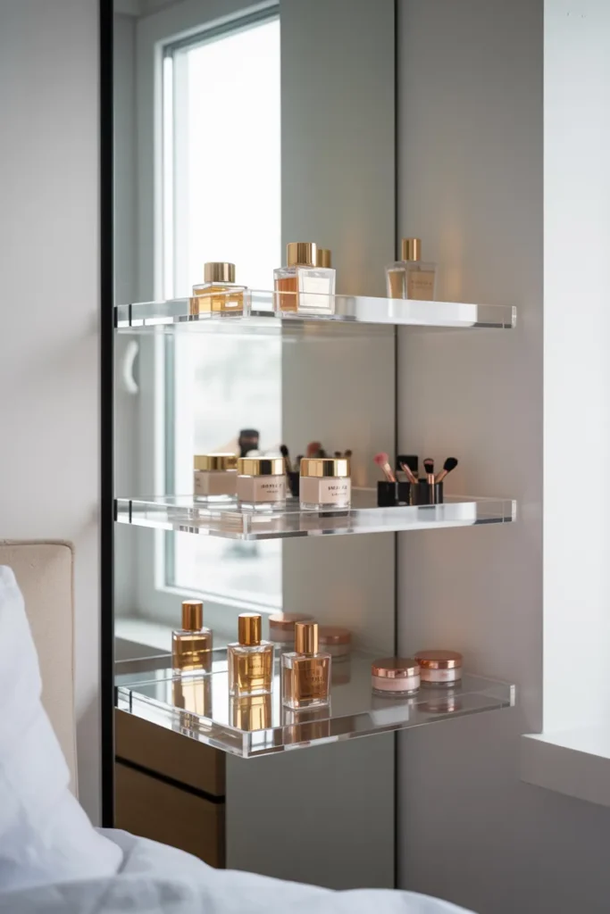 Floating Acrylic Vanity Shelves