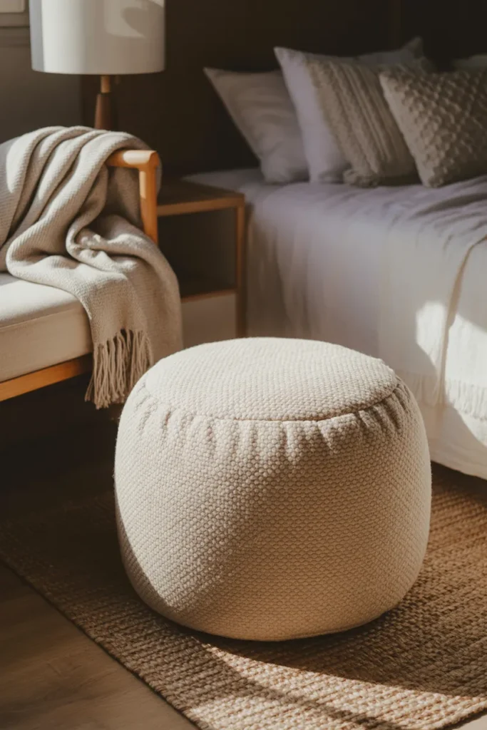 Woven Bouclé Poufs