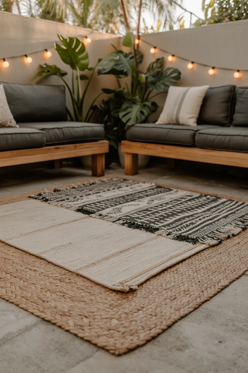 layered outdoor rugs