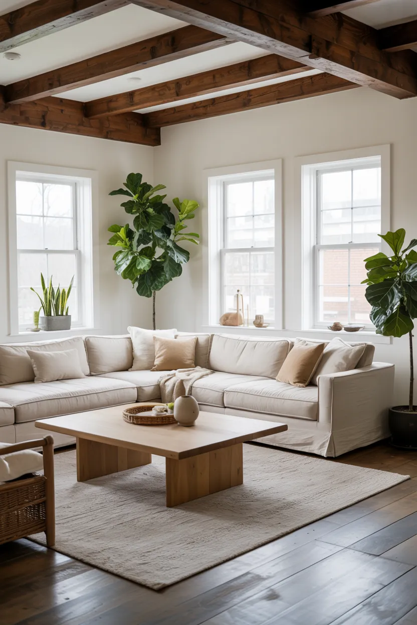 exposed wooden beams