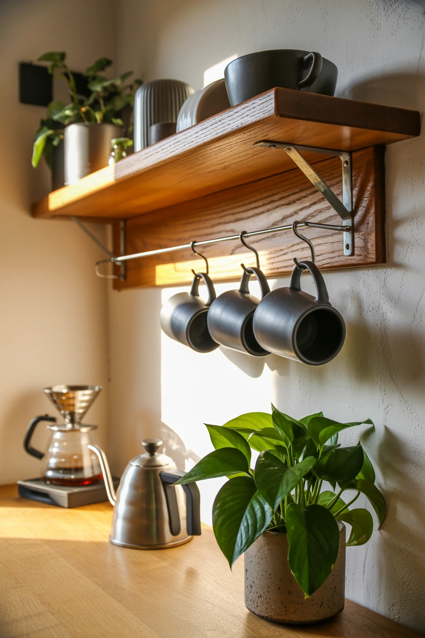 floating wooden coffee shelf