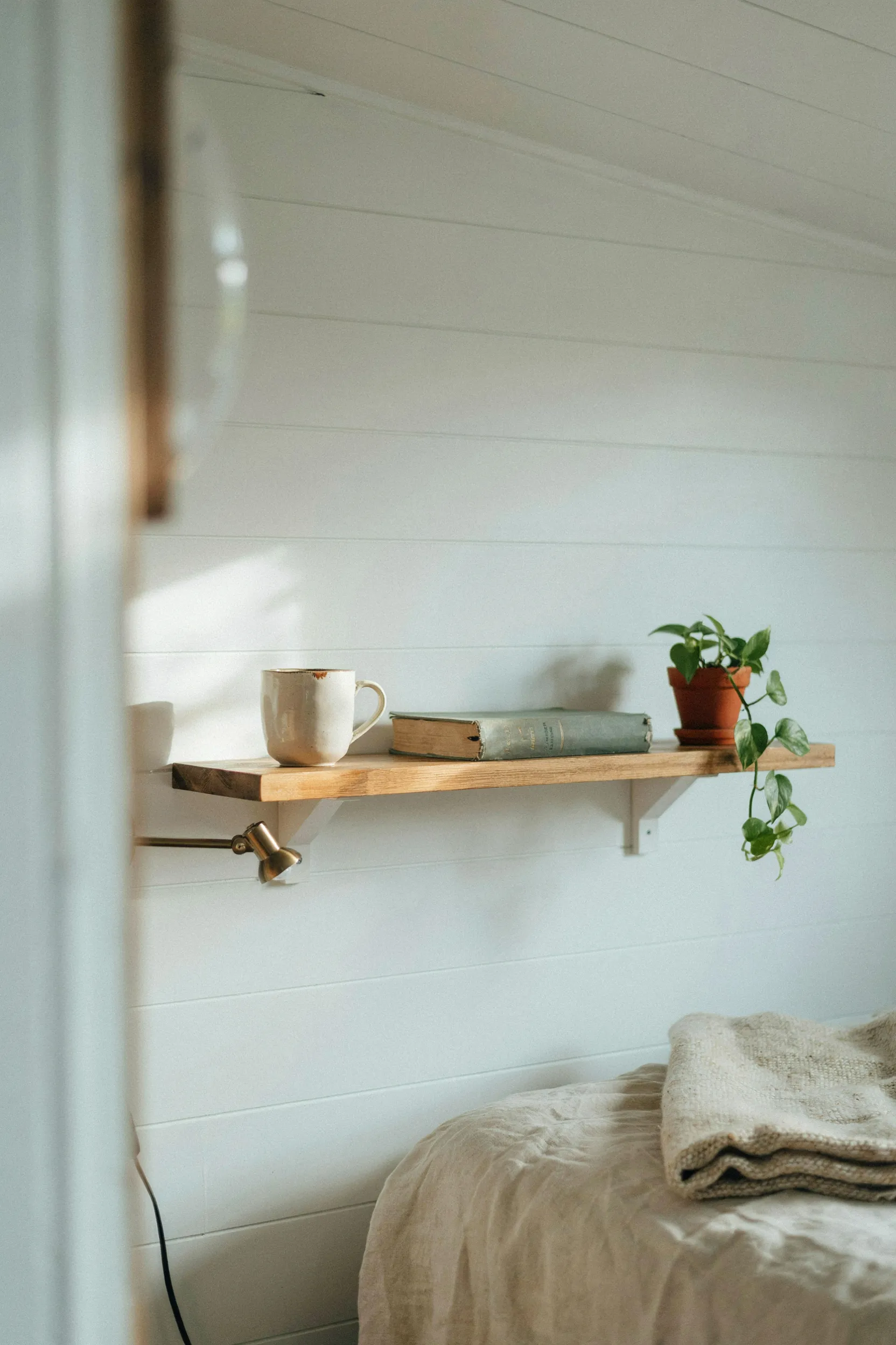 floating oak side shelves