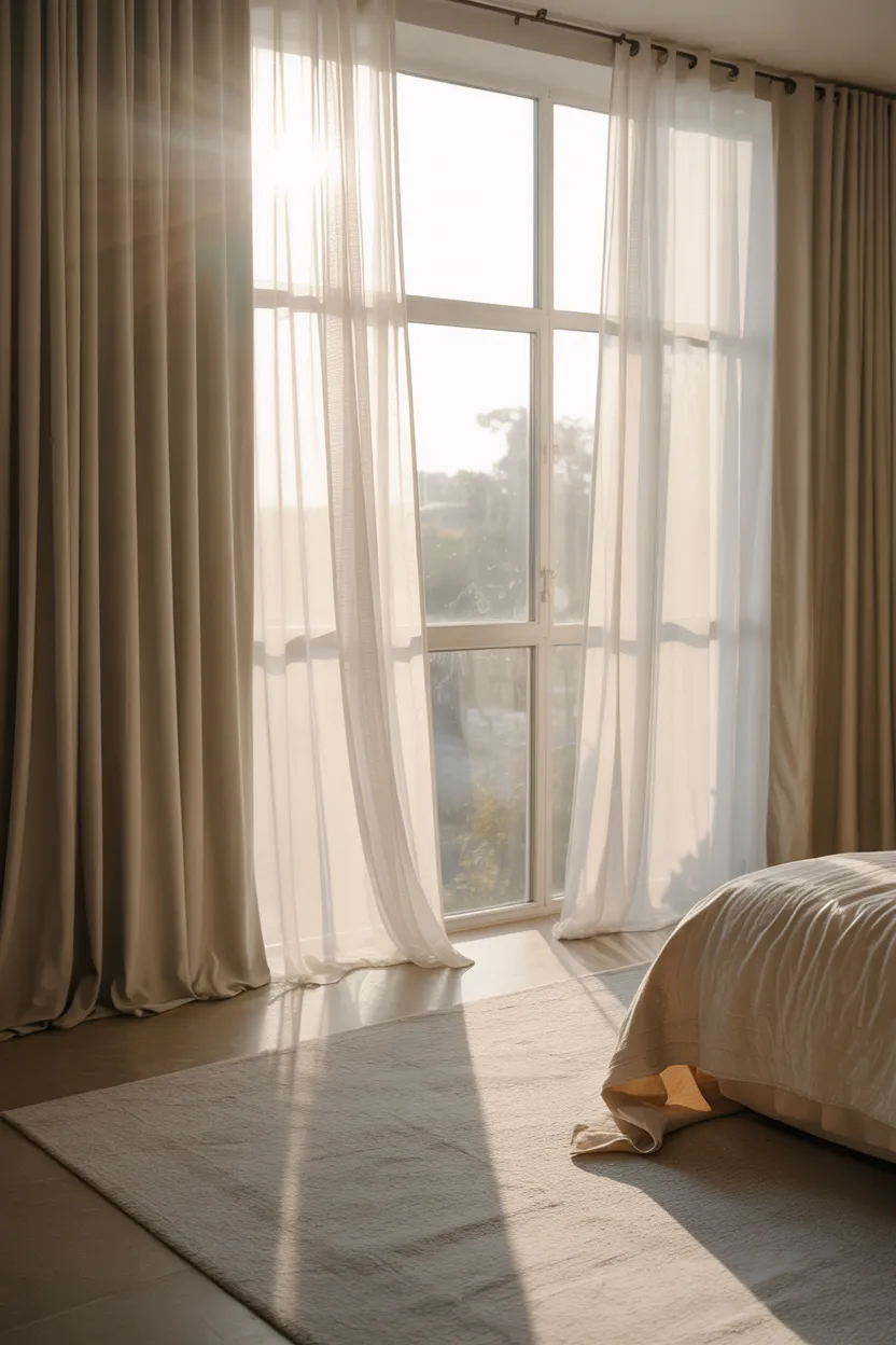 sheer floor-to-ceiling curtains