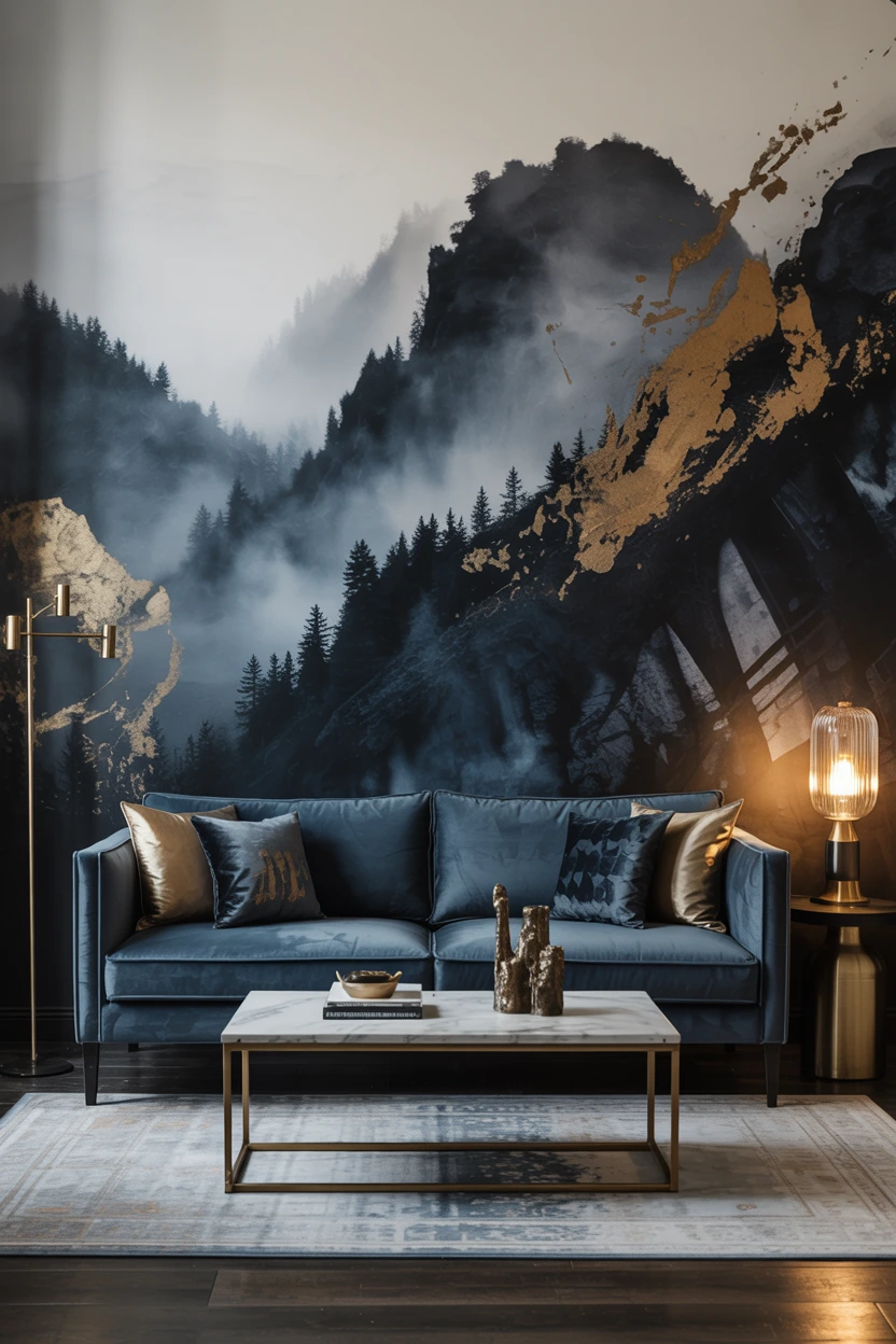 moody abstract mural