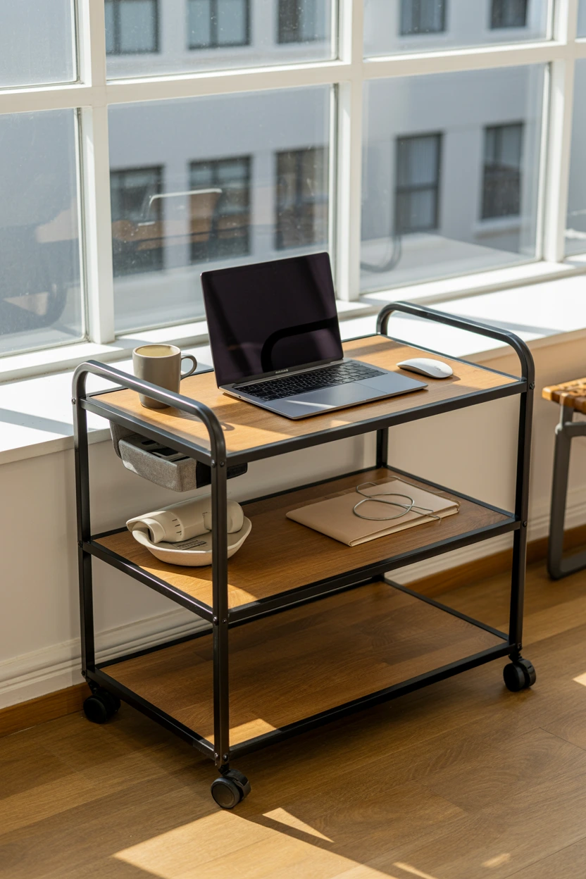 mobile rolling cart table