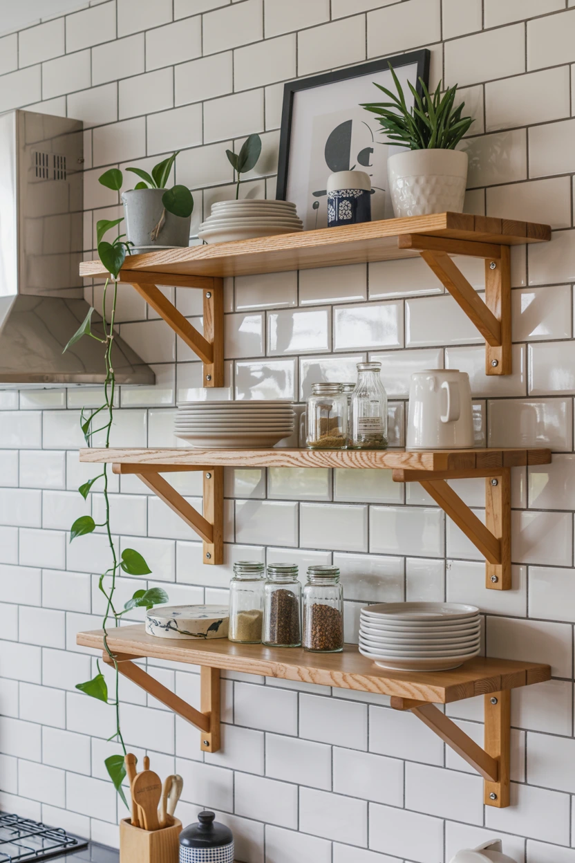 floating wood shelves