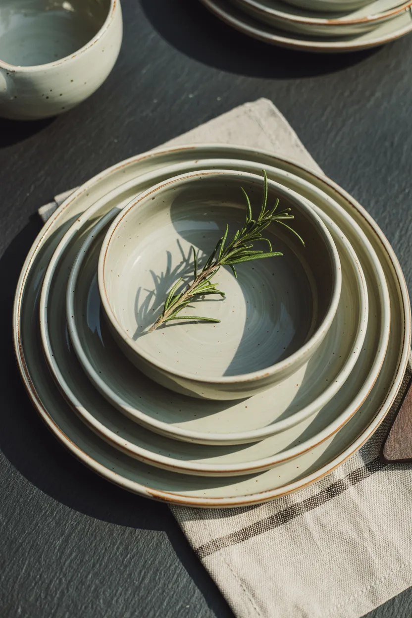 earthy ceramic dinnerware