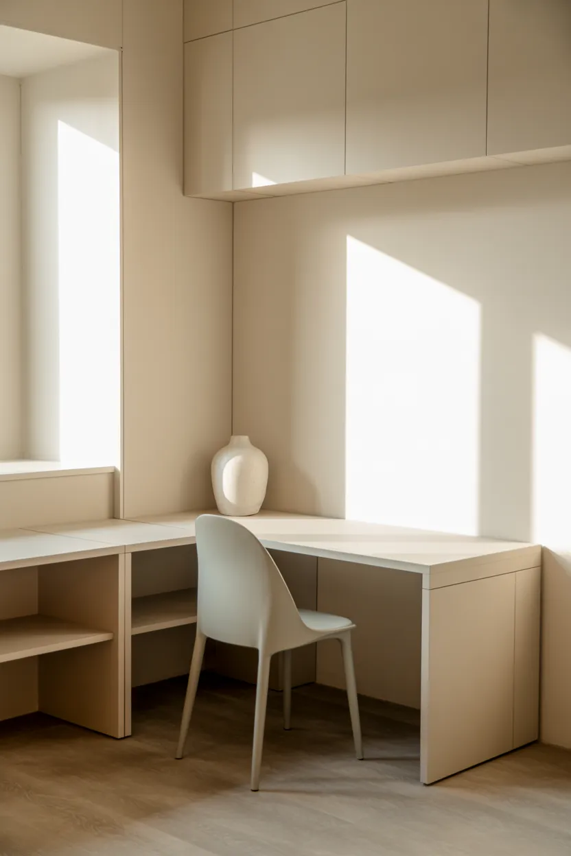 monochromatic corner desk