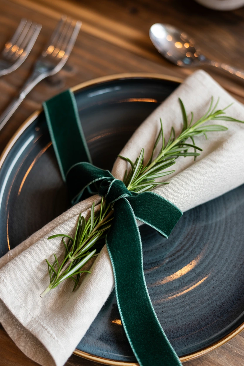 velvet ribbon napkin rings