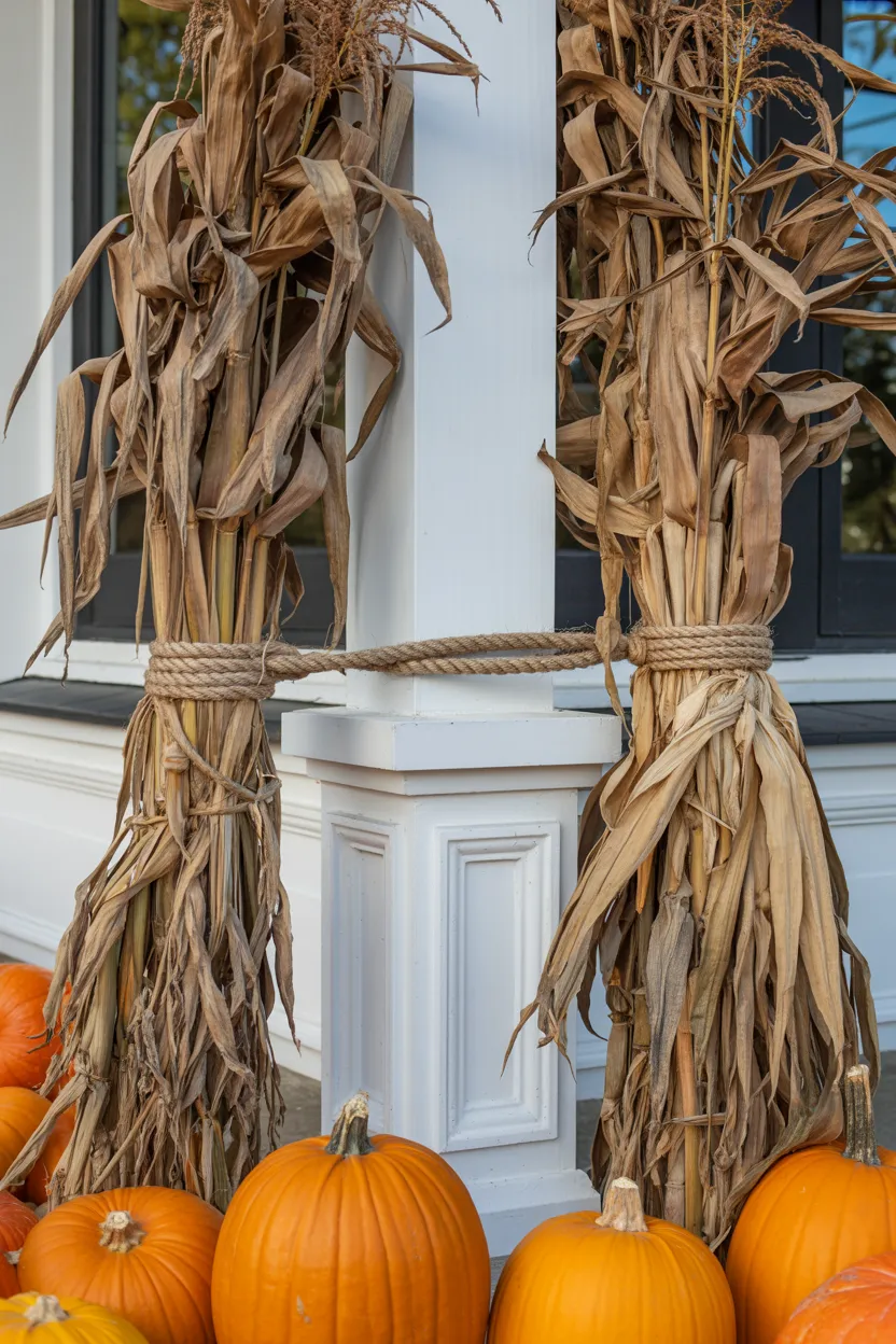 dried cornstalk pillars