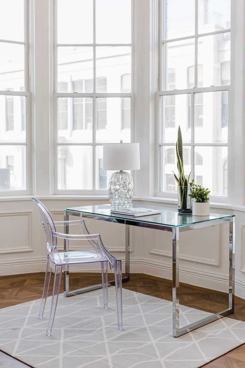 glass top writing table