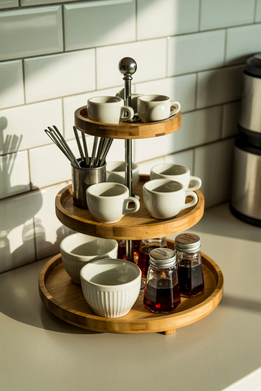 compact tiered tray bar