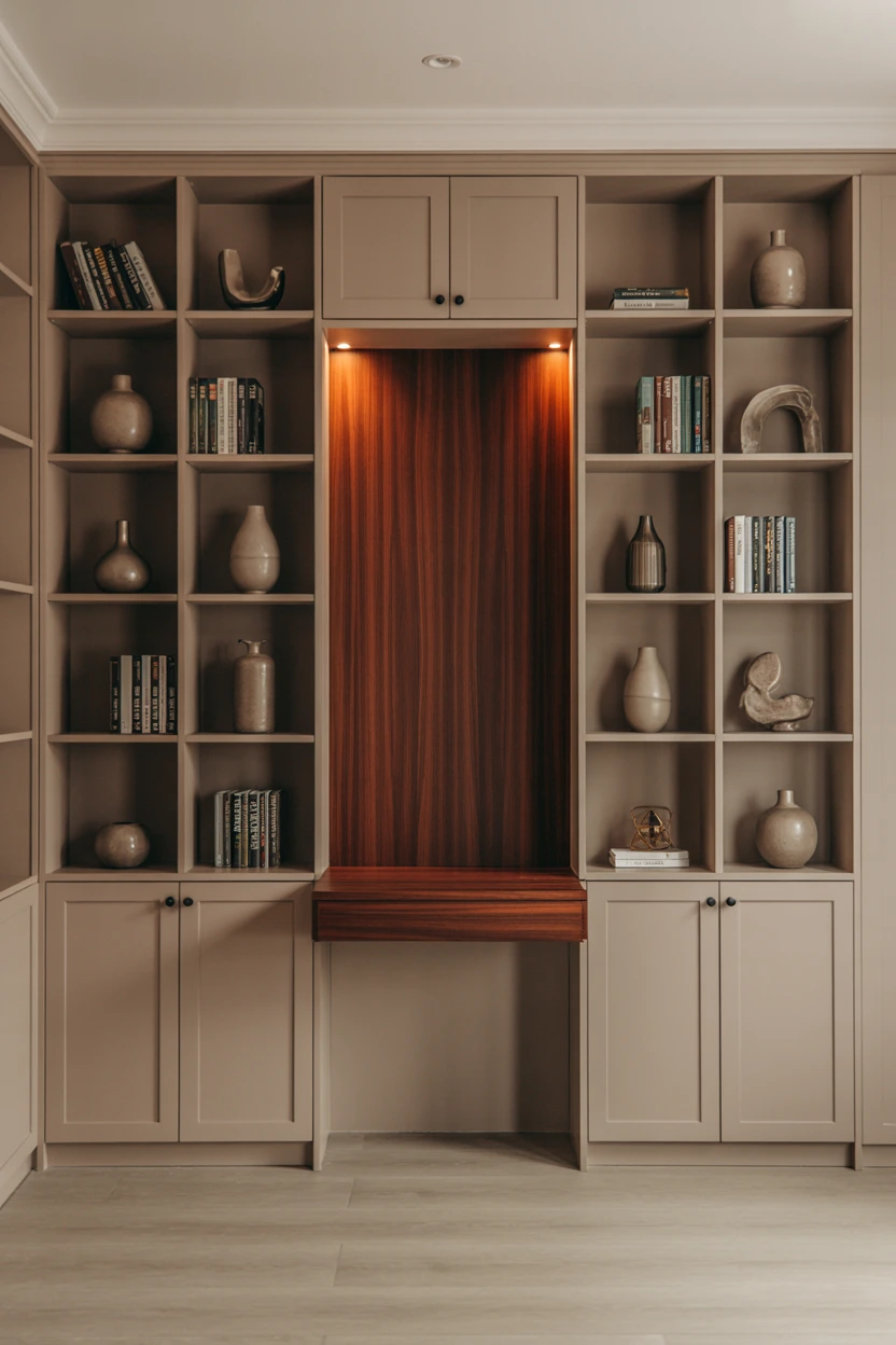 built-in bookcase alcove