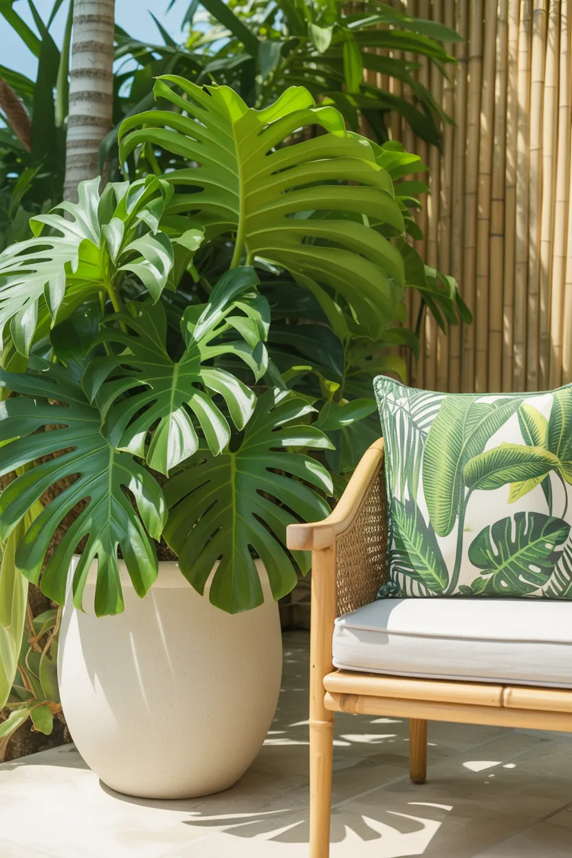 monstera leaf accents