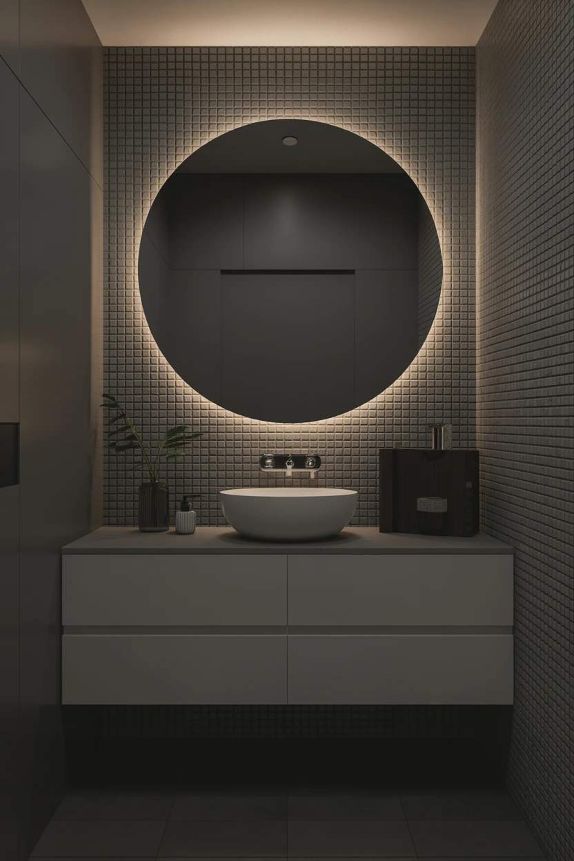 backlit round vanity mirror
