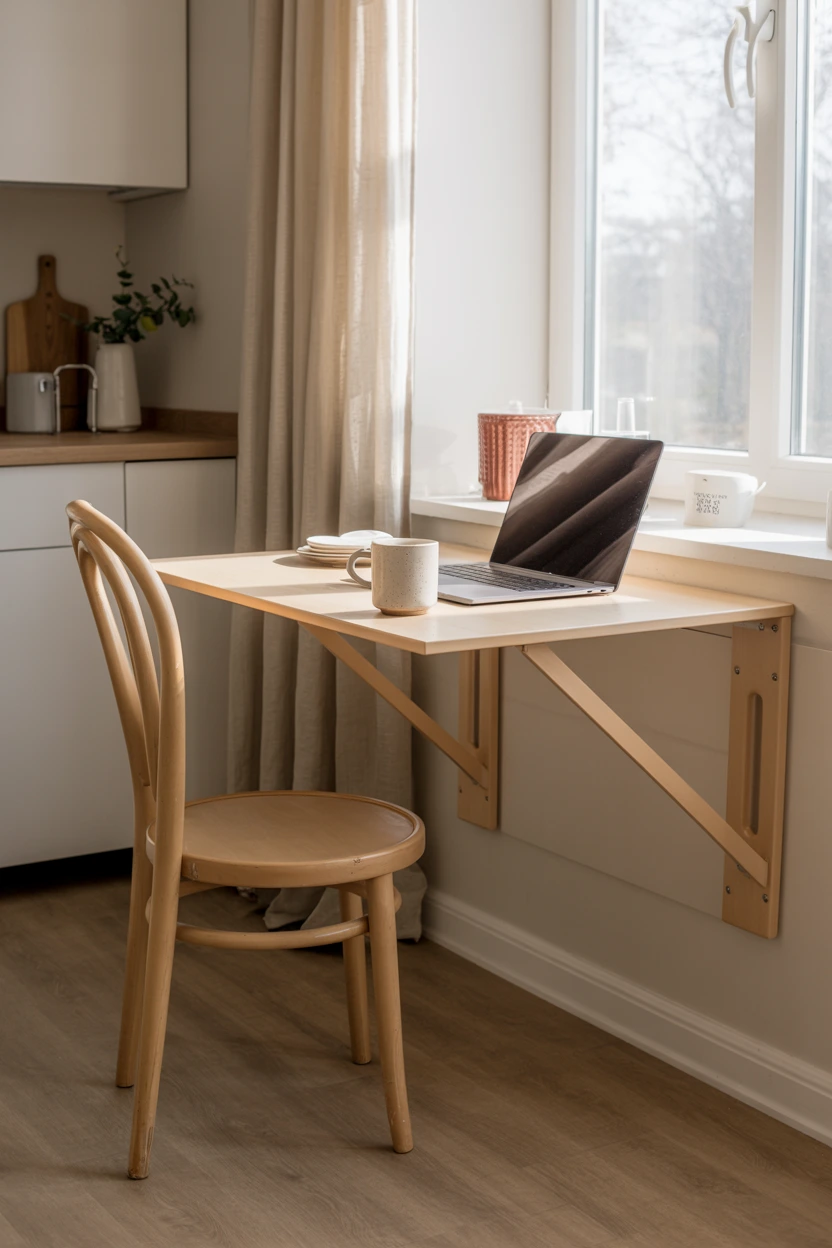 drop-leaf dining table workspace