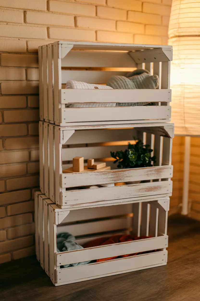 stacked wooden crates