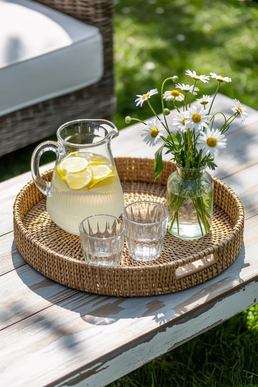 woven seagrass trays