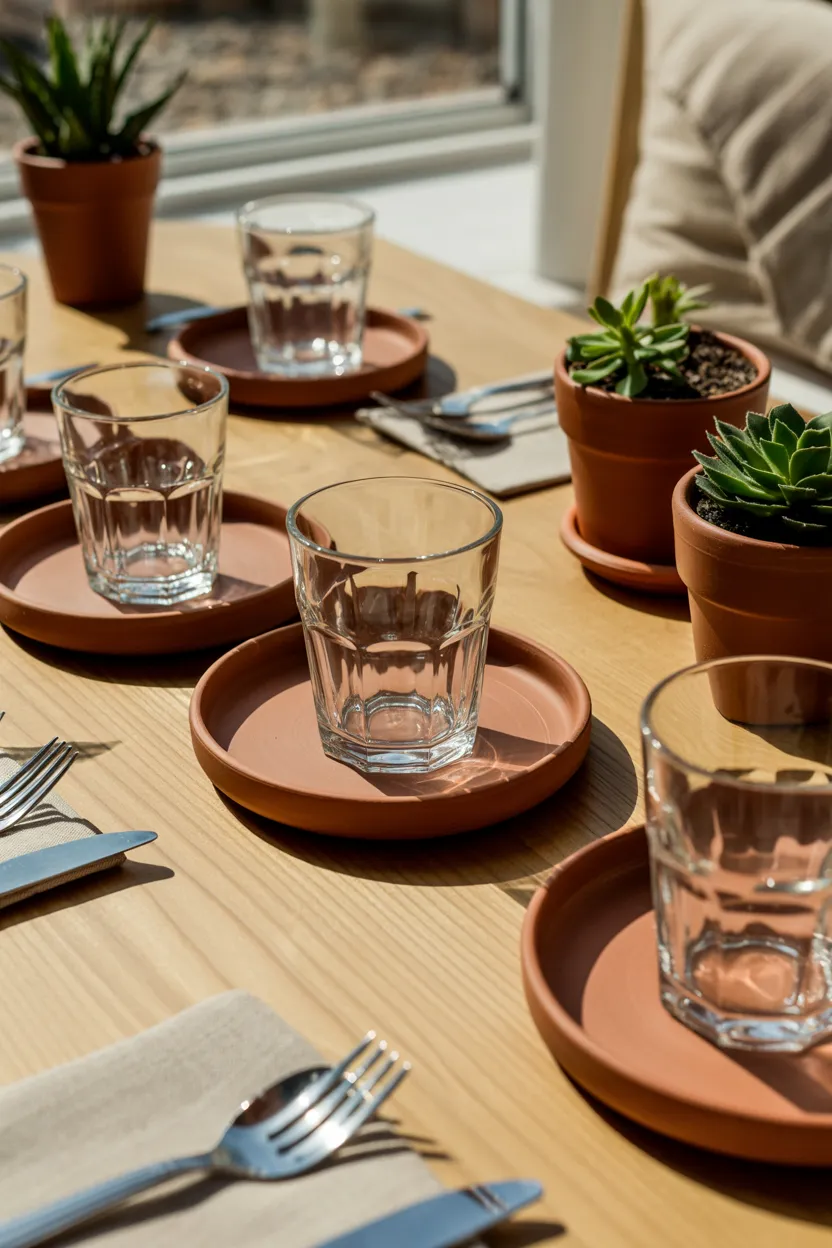 terracotta coasters and accents