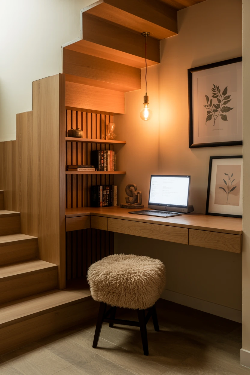 under-stairs study nook