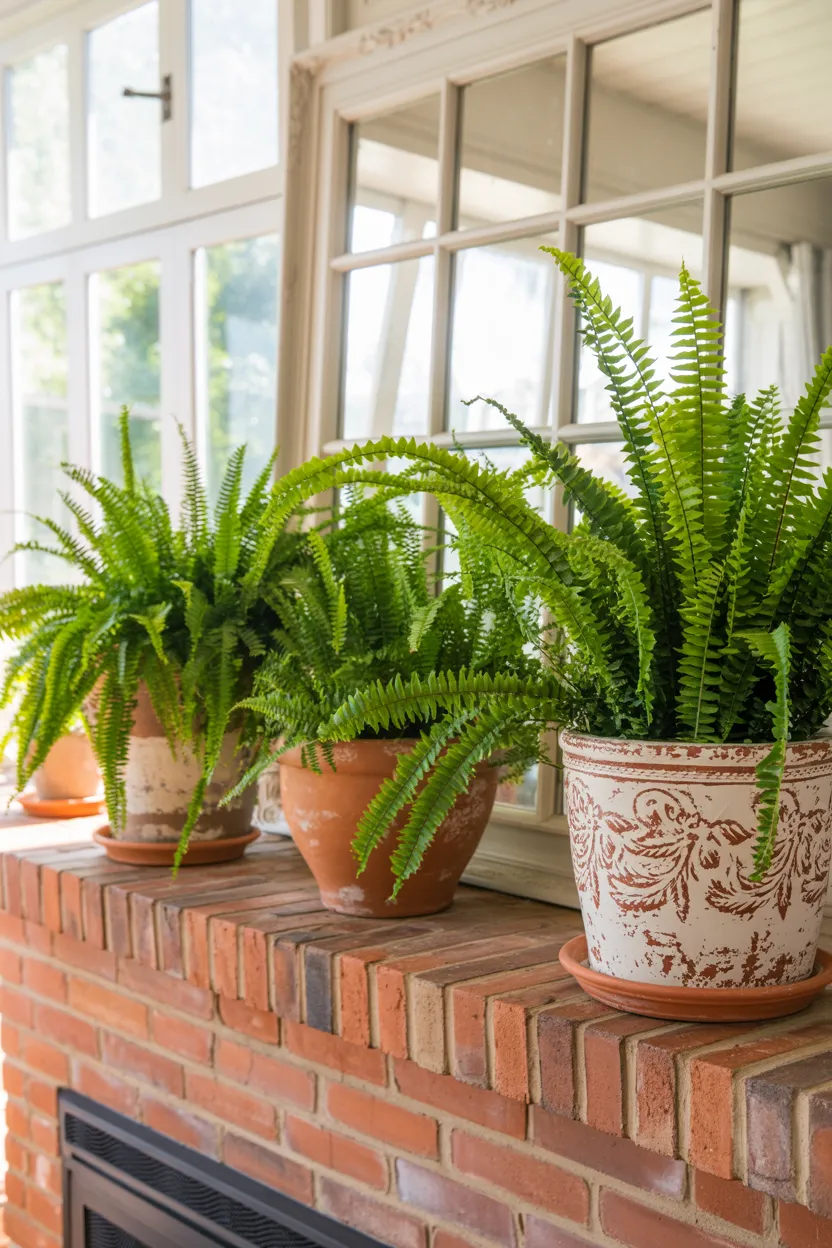 fresh potted ferns