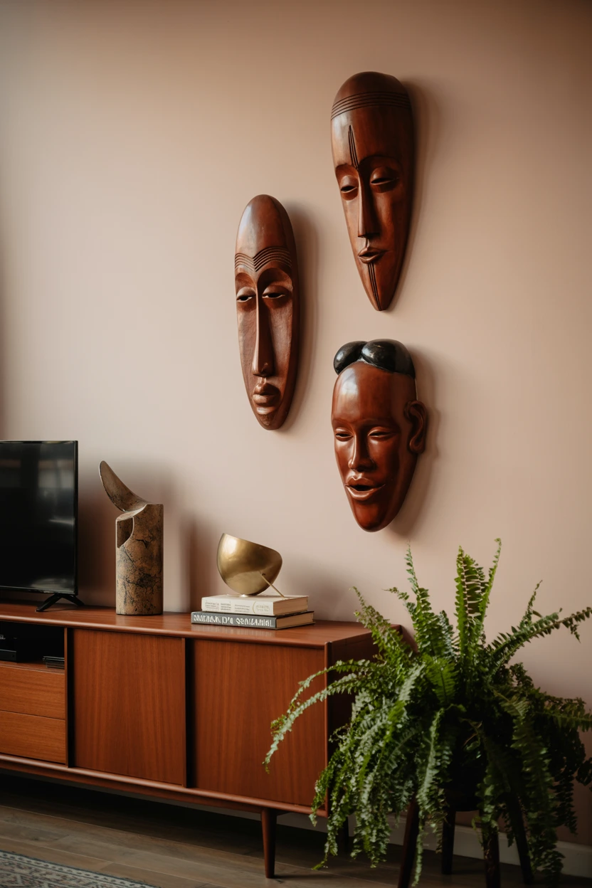 tiki mask wall art