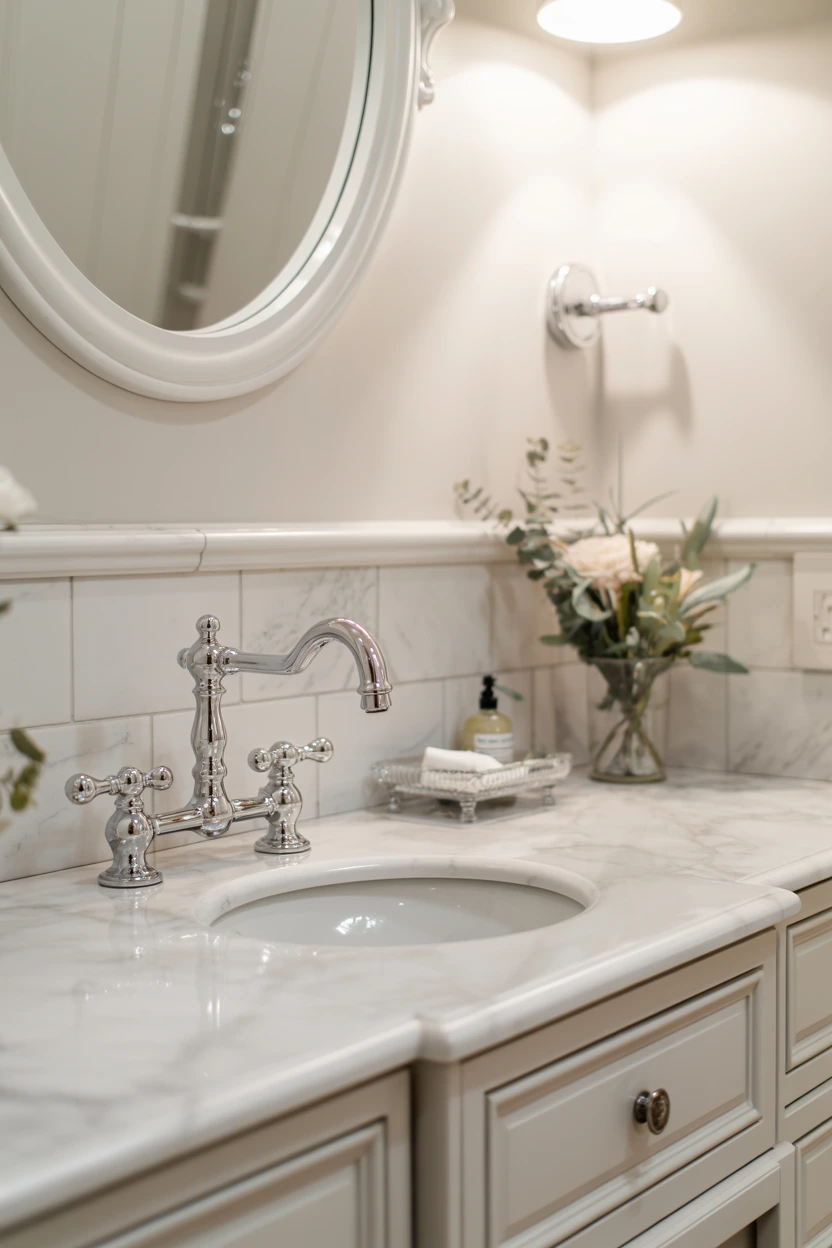 polished chrome bridge faucet