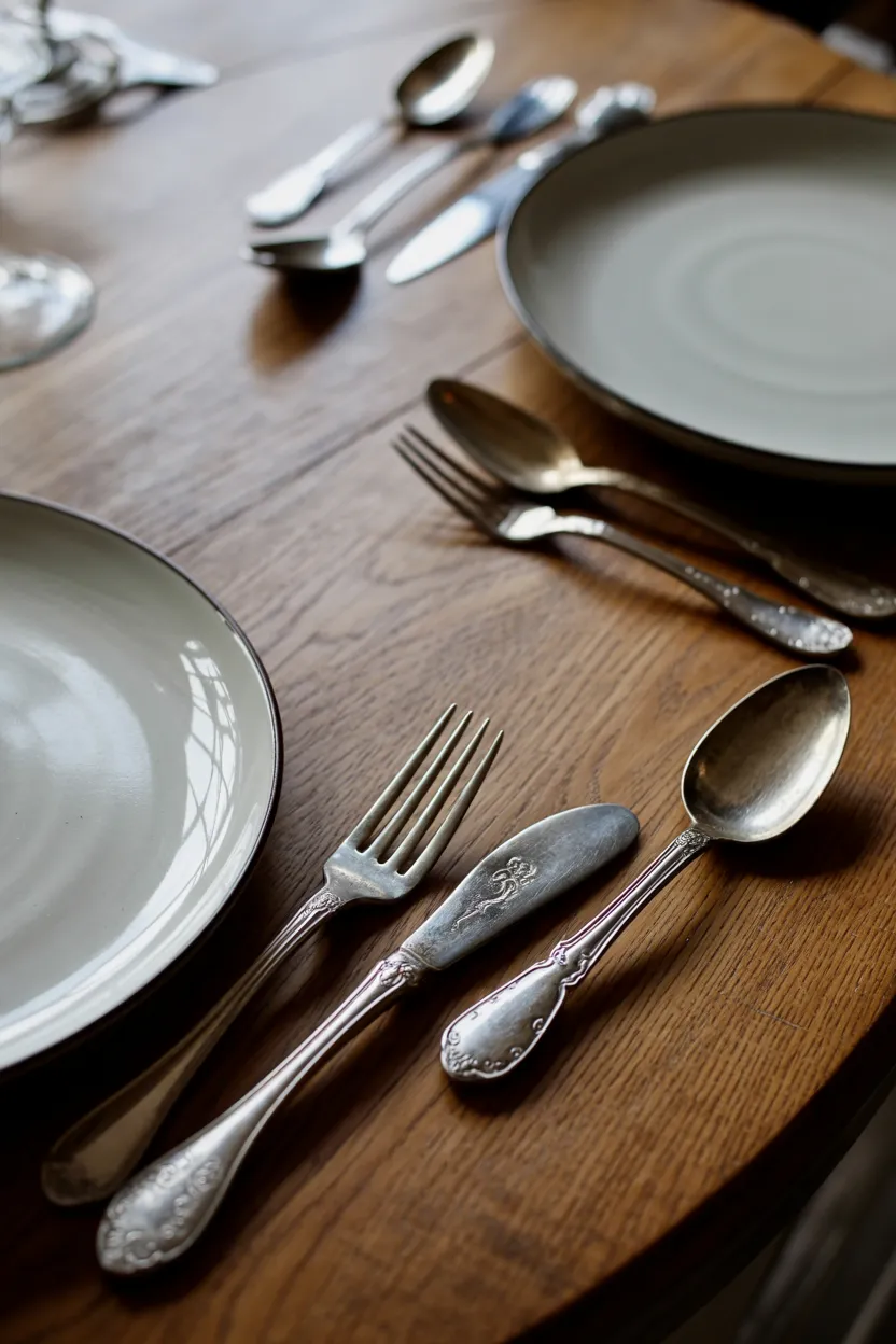 mismatched antique silverware