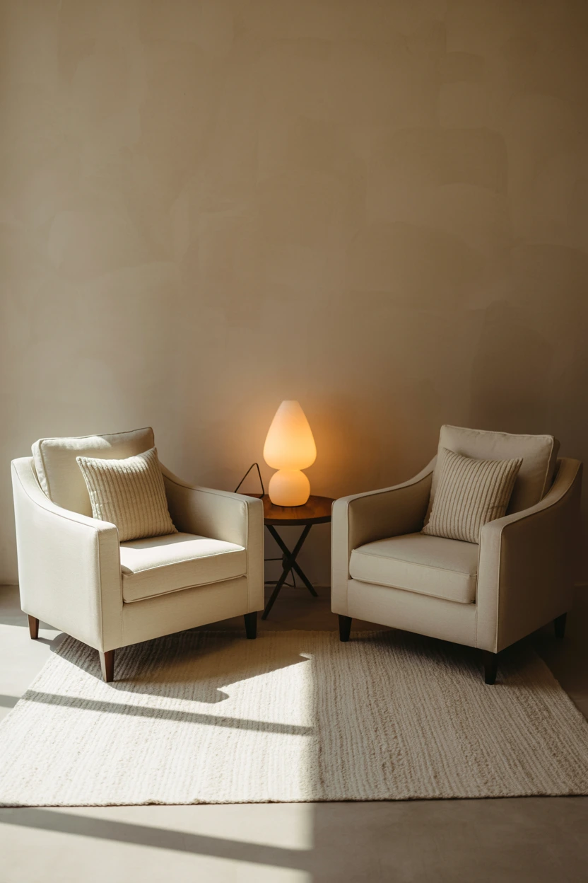 balanced twin armchair arrangement